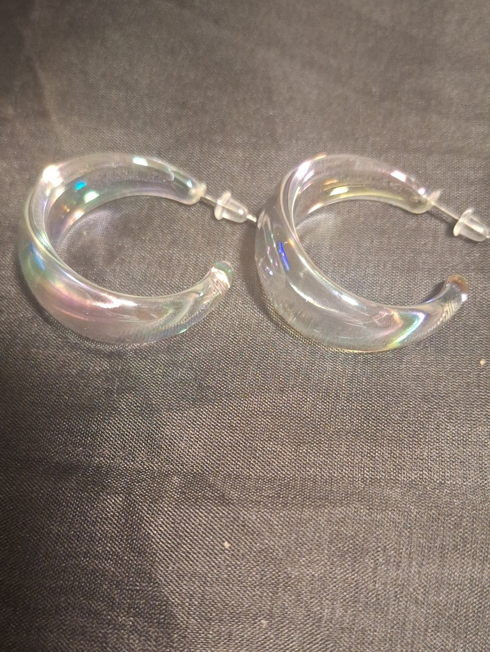 Iridescent Clear Hoop Earrings
